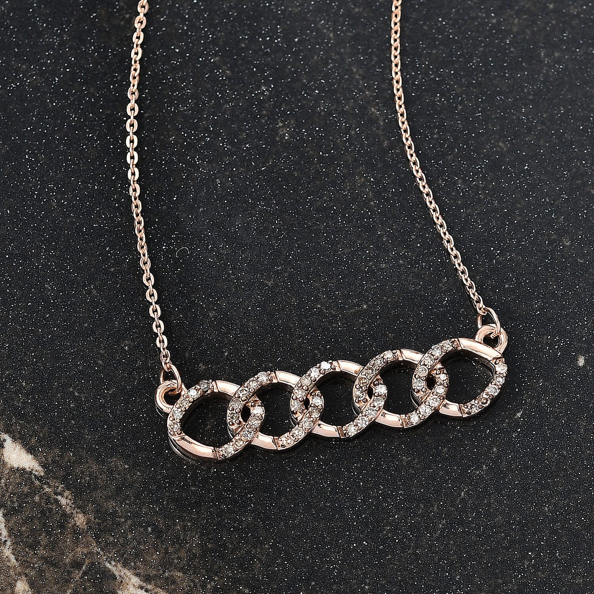 Champagne Diamond Necklace (Size - 20) with Lobster Clasp in 18K Vermeil Rose Gold Plated Sterling Silver 8160732 3