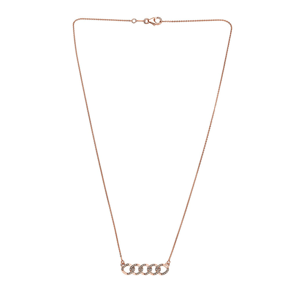 Champagne Diamond Necklace (Size - 20) with Lobster Clasp in 18K Vermeil Rose Gold Plated Sterling Silver