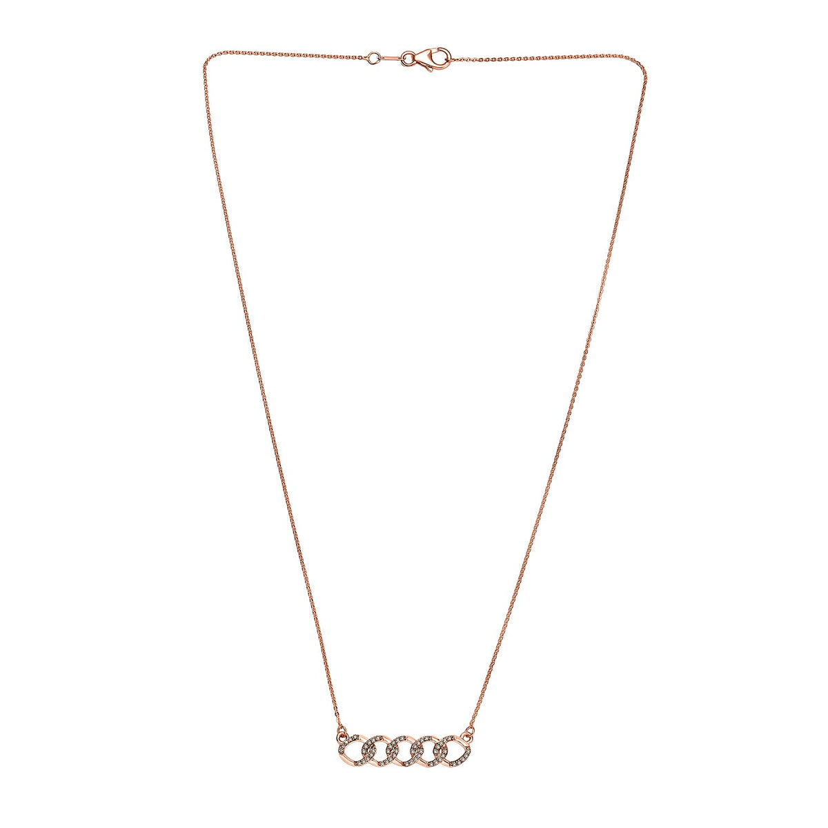 Champagne Diamond Necklace (Size - 20) with Lobster Clasp in 18K Vermeil Rose Gold Plated Sterling Silver 8160732 4