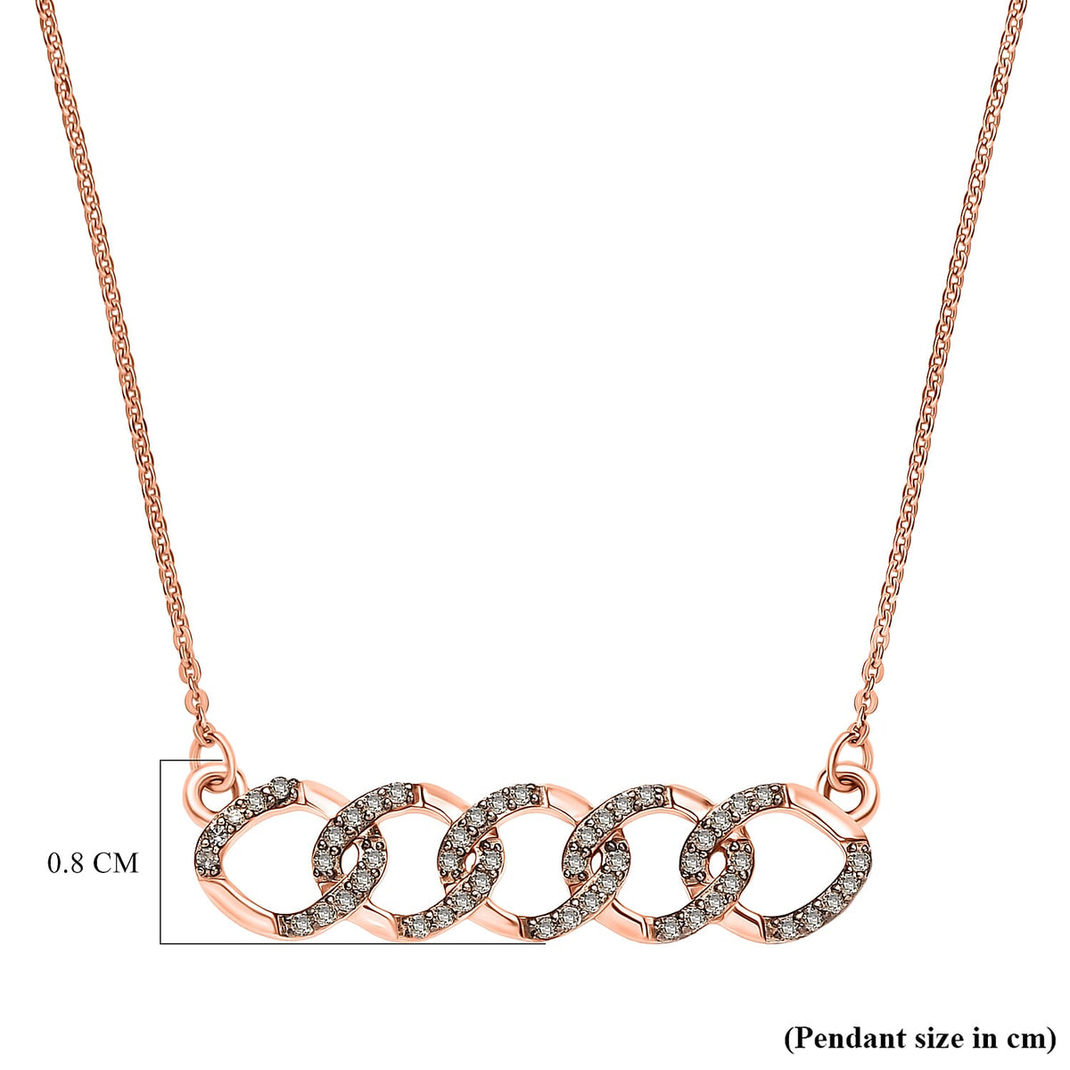 Champagne Diamond Necklace (Size - 20) with Lobster Clasp in 18K Vermeil Rose Gold Plated Sterling Silver 8160732 6