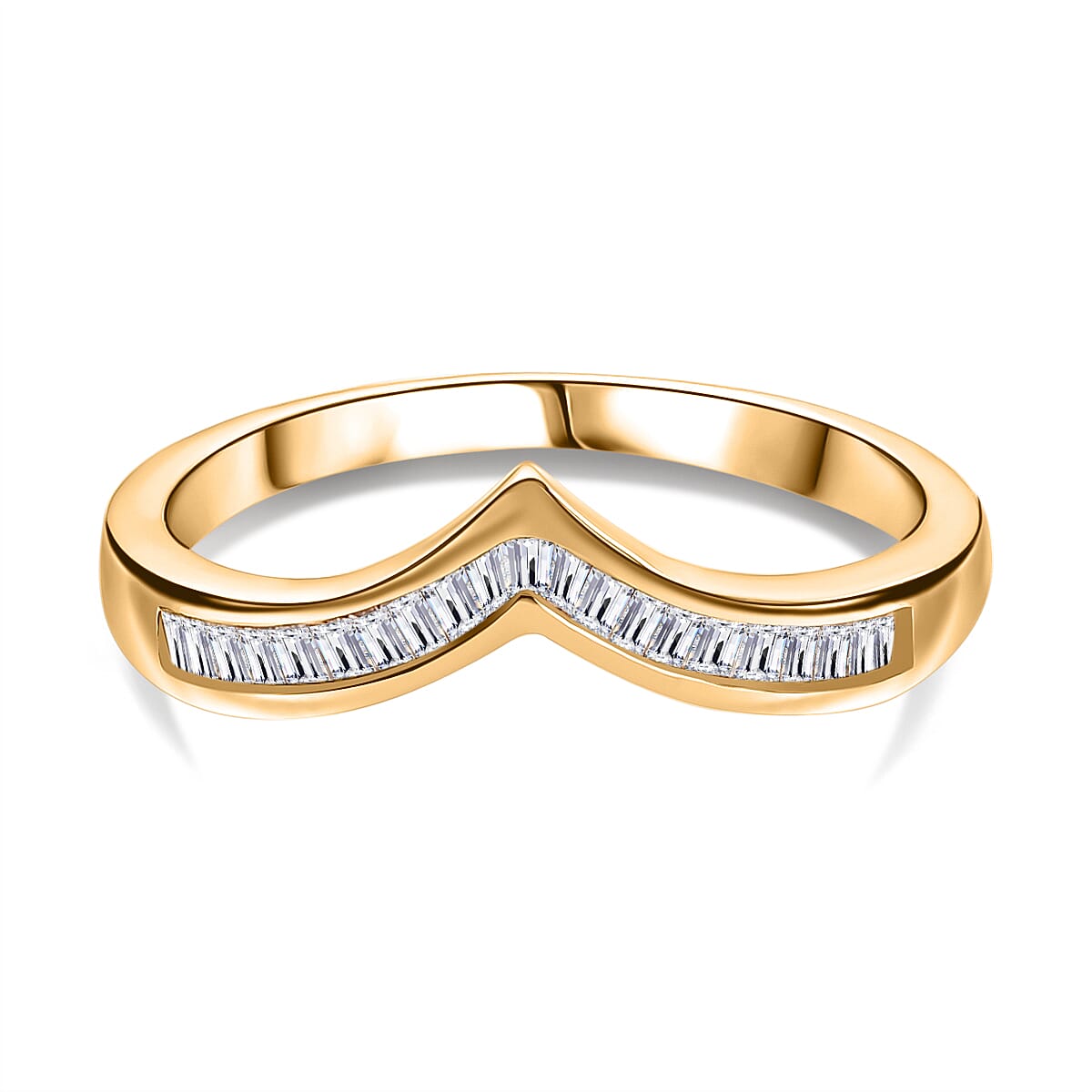 Champagne Diamond Wishbone Ring in 18K Yellow Gold Vermeil Plated Sterling Silver 0.26  Ct. 7855645 0