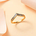 Champagne Diamond Wishbone Ring in 18K Yellow Gold Vermeil Sterling Silver
