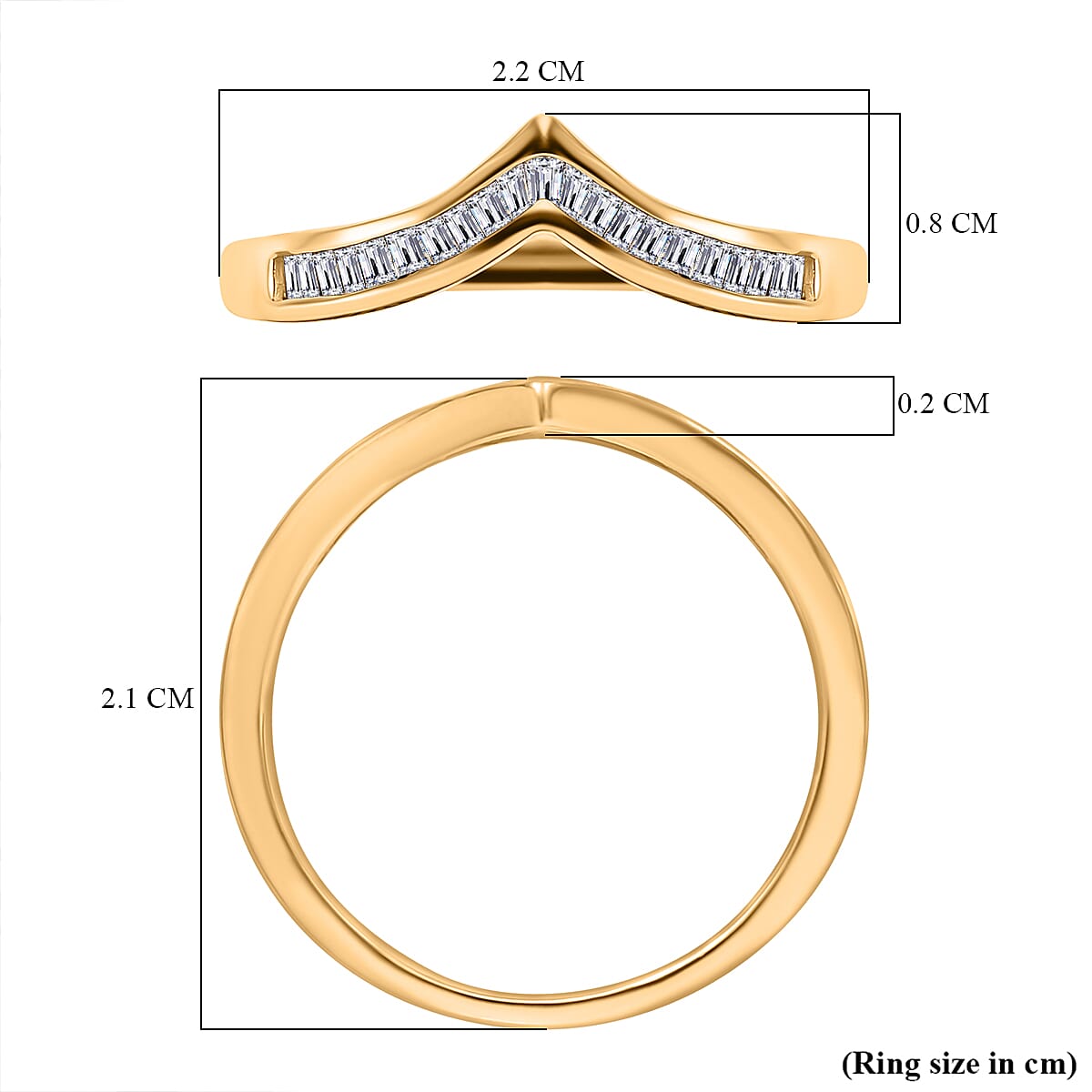 Champagne Diamond Wishbone Ring in 18K Yellow Gold Vermeil Plated Sterling Silver 0.26  Ct. 7855645 6