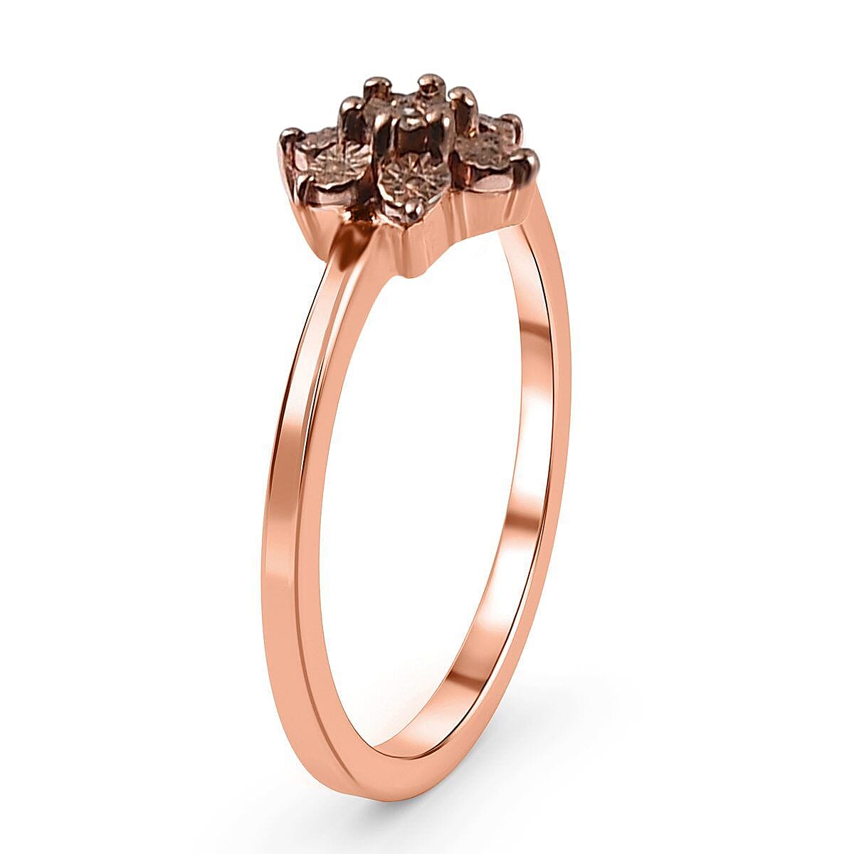 Champagne Diamond Floral Ring in Vermeil Rose Gold Overlay Sterling Silver 7210446 4
