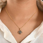 GP Family Legacy Italy - Natural Earth Mined Champagne Diamond, Green, Yellow, Red & Blue Diamond With Kanchanaburi Blue Sapphire Pendant with Chain (Size 20) in 18K Gold Vermeil Sterling Silver