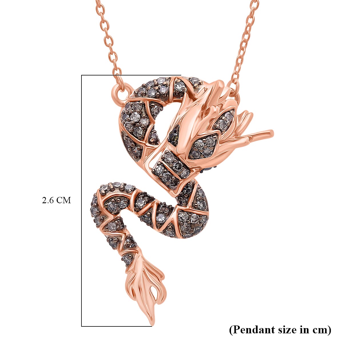 GP - Dragon Collection Champagne Diamond (SI-CP), Kanchanaburi Blue Sapphire &amp; Green Diamond Pendant with Chain (Size 20) in 18K Vermeil Rose Gold Plated Sterling Silver 0.27 Ct. 4437168 5