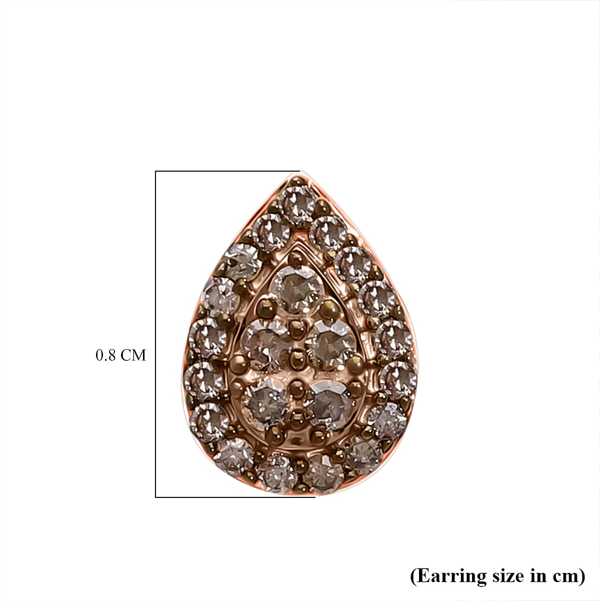 Champagne Diamond Stud Push Back Earring in Vermeil Rose Gold Plated Sterling Silver 8156716 3