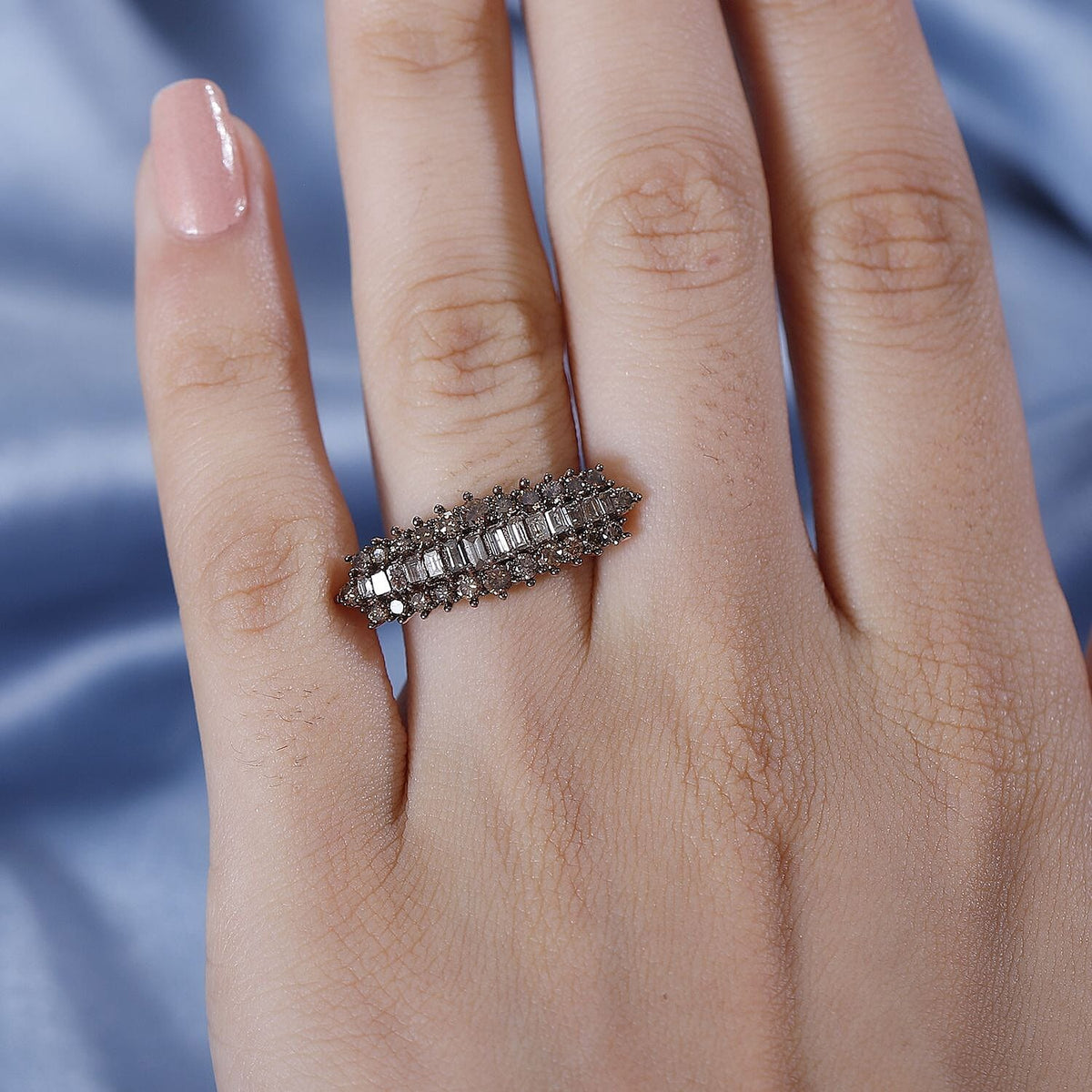 Champagne Diamond Cluster Ring in 18K Rose Gold Vermeil Plated Sterling Silver 7823235 3