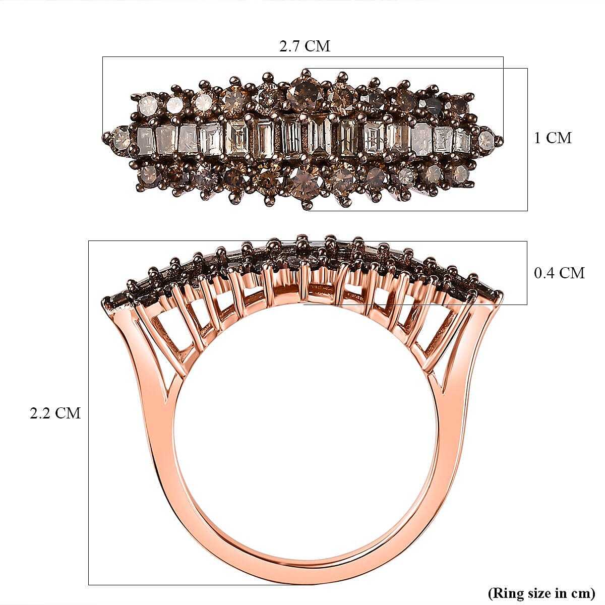 Champagne Diamond Cluster Ring in 18K Rose Gold Vermeil Plated Sterling Silver 7823235 6