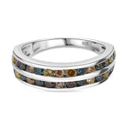 Champagne Diamond & Multi Gemstones Ring in Rhodium Overlay Sterling Silver 1.00 Ct.
