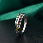 Champagne Diamond & Multi Gemstones Ring in Rhodium Overlay Sterling Silver 1.00 Ct.