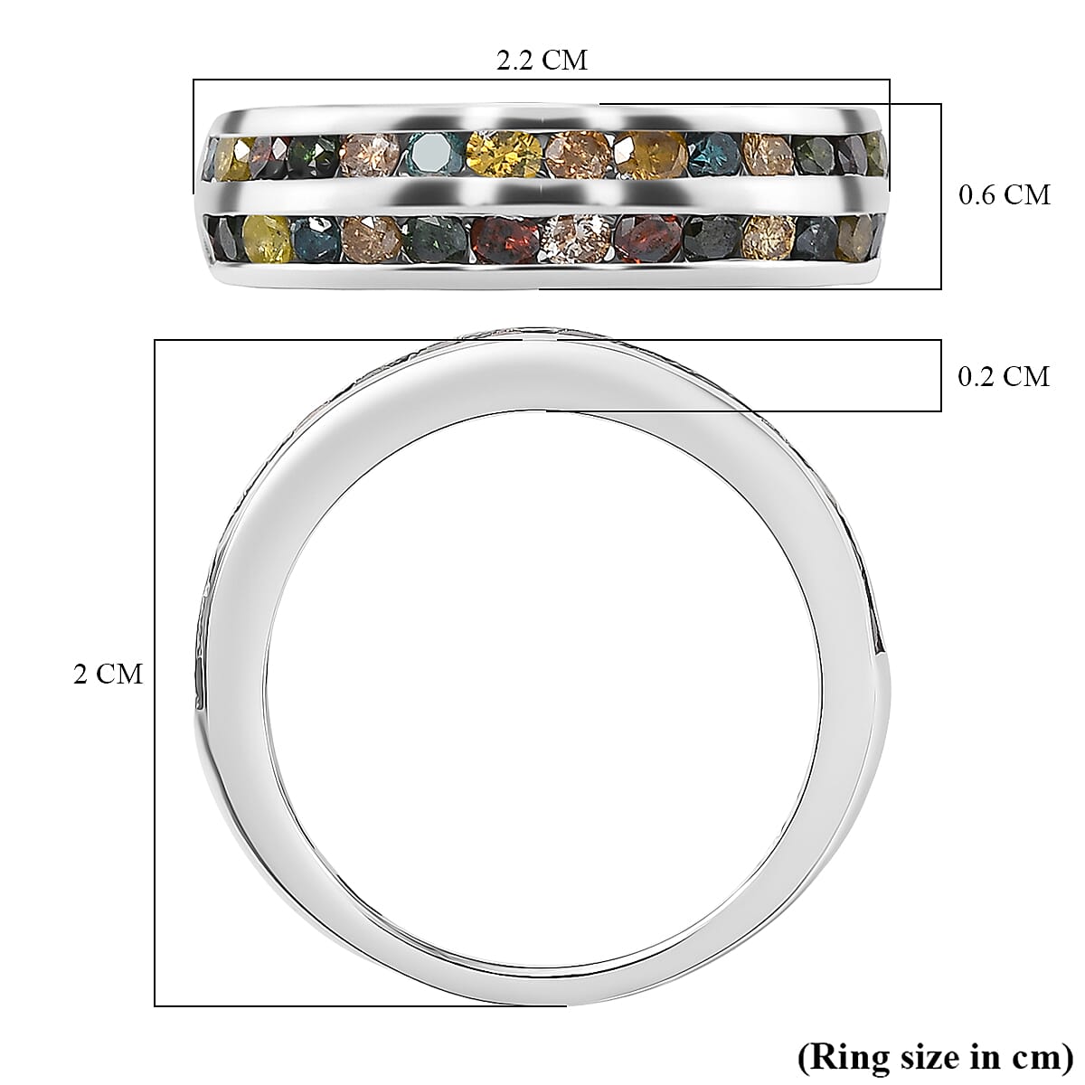 Champagne Diamond &amp; Multi Gemstones Ring in Rhodium Overlay Sterling Silver 1.00 Ct. 8158943 6
