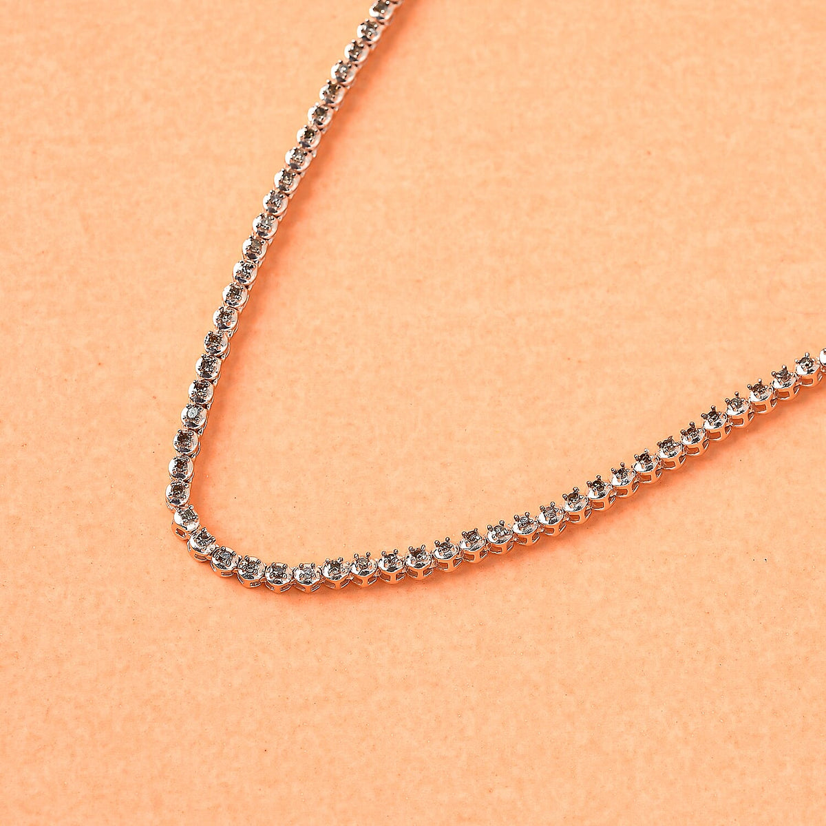 Champagne Diamond Necklace (Size - 20) with GB Lock Box in 18K Vermeil Rose Gold Plated Sterling Silver 3.00 Ct, Silver Wt 20.64 Gms 8853913 3