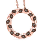 Champagne Diamond Pendant with Chain (Size - 20) in 18K Vermeil Rose Gold Plated Sterling Silver