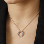 Champagne Diamond Pendant with Chain (Size - 20) in 18K Vermeil Rose Gold Plated Sterling Silver