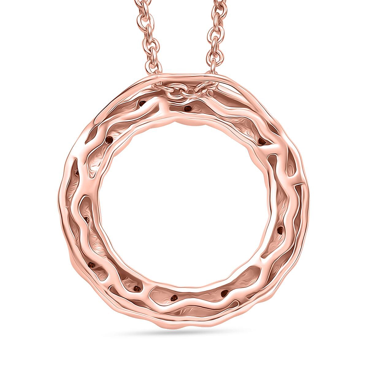 Champagne Diamond Pendant with Chain (Size - 20) in 18K Vermeil Rose Gold Plated Sterling Silver 4325190 5