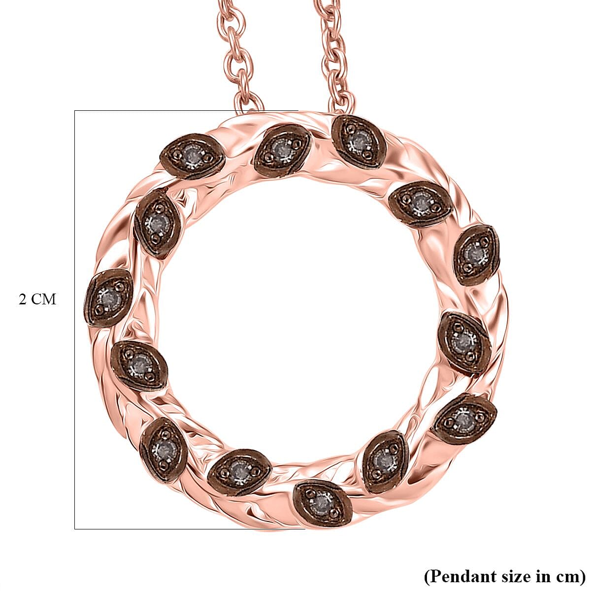 Champagne Diamond Pendant with Chain (Size - 20) in 18K Vermeil Rose Gold Plated Sterling Silver 4325190 6