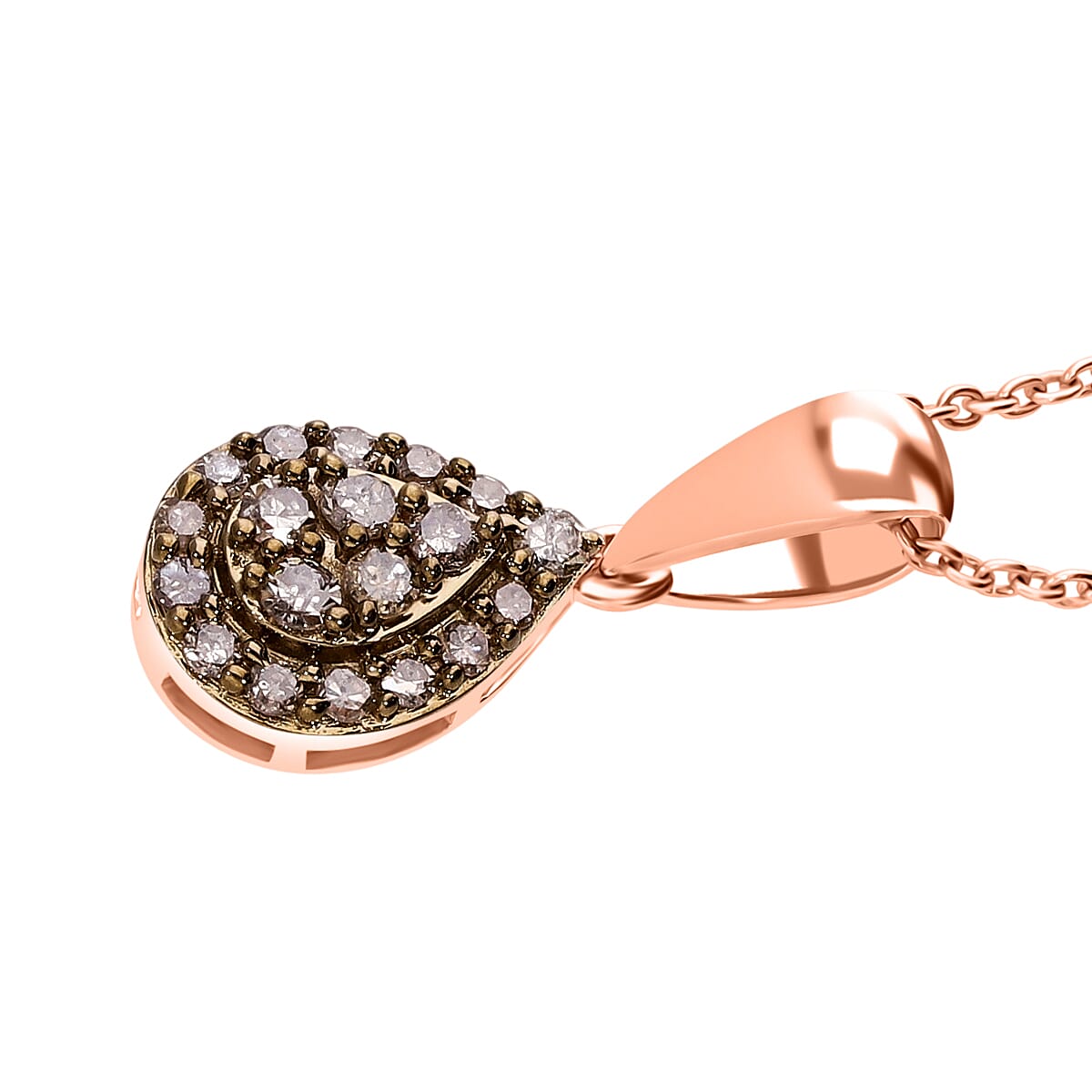Champagne Diamond Pendant with Chain (Size 18-20) with Spring Ring Clasp in Vermeil Rose Gold Plated Sterling Silver 4380721 2