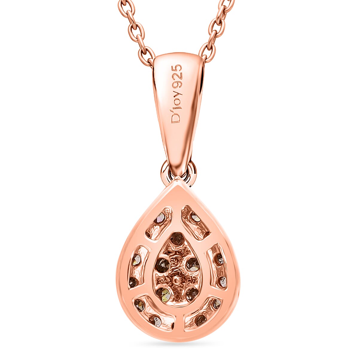 Champagne Diamond Pendant with Chain (Size 18-20) with Spring Ring Clasp in Vermeil Rose Gold Plated Sterling Silver 4380721 3
