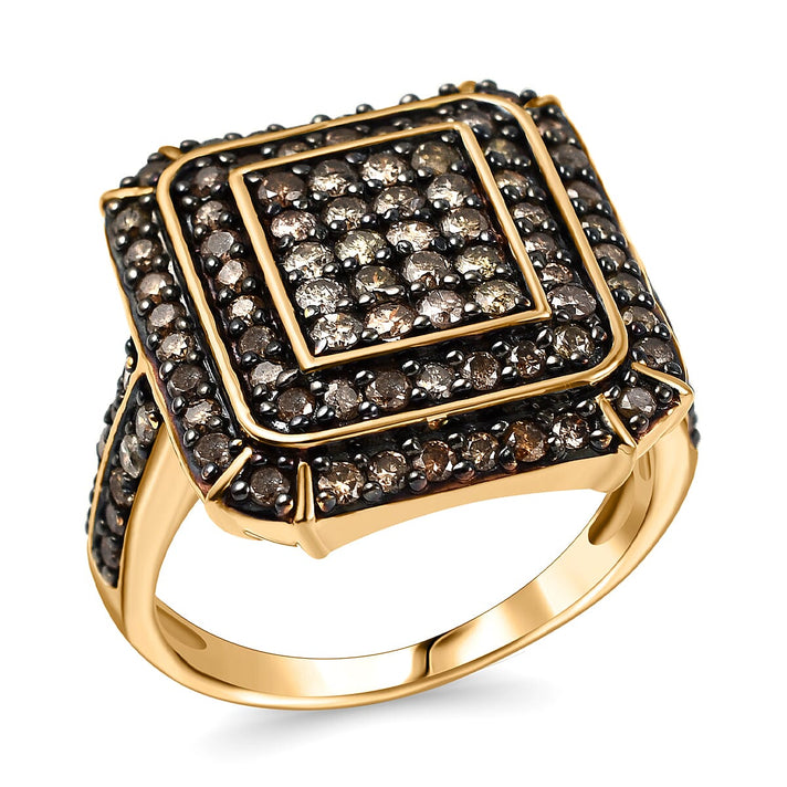 Champagne Diamond Cluster Ring in Gold Plated Sterling Silver 1.50 ct. 7774080 1