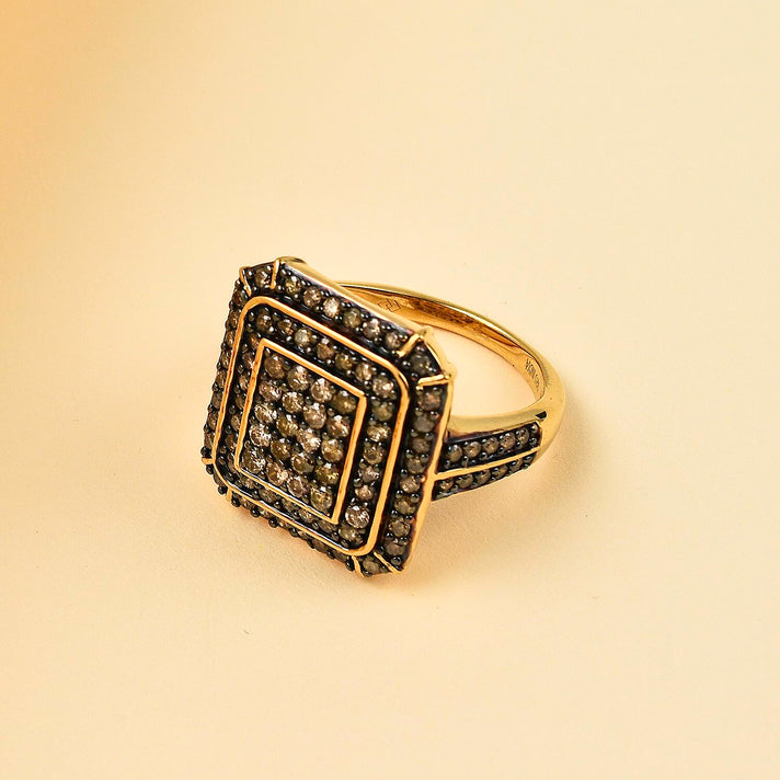 Champagne Diamond Cluster Ring in Gold Plated Sterling Silver 1.50 ct. 7774080 2