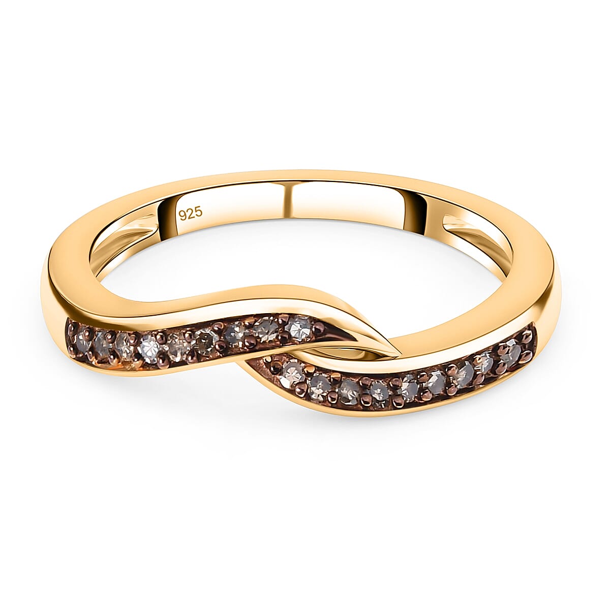 Champagne Diamond Ring in 18K Vermeil Yellow Gold Plated Sterling Silver 0.11 Ct. V32563271 0