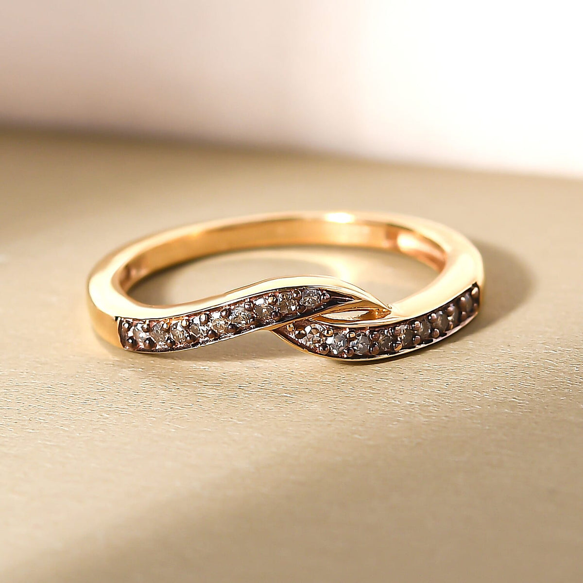 Champagne Diamond Ring in 18K Vermeil Yellow Gold Plated Sterling Silver 0.11 Ct. V32563271 1