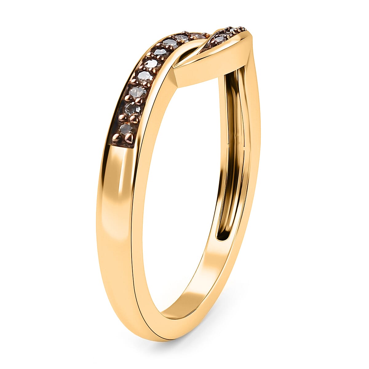 Champagne Diamond Ring in 18K Vermeil Yellow Gold Plated Sterling Silver 0.11 Ct. V32563271 3