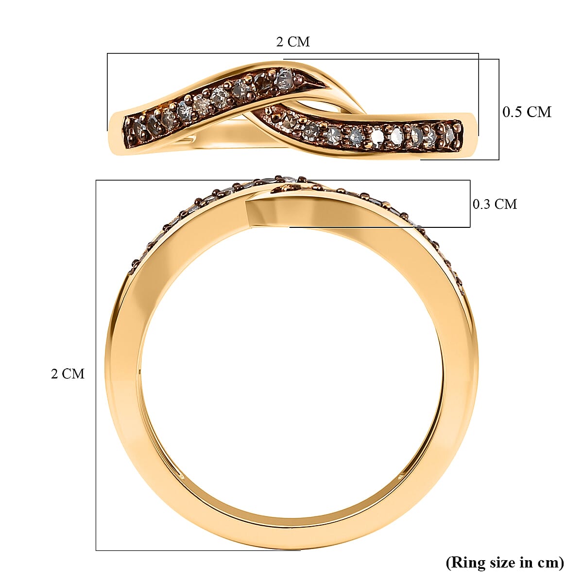 Champagne Diamond Ring in 18K Vermeil Yellow Gold Plated Sterling Silver 0.11 Ct. V32563271 5