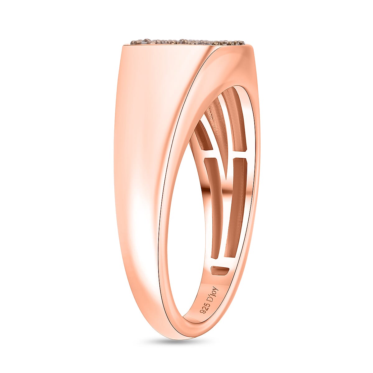 Natural Champagne Diamond Cluster Ring in Vermeil Rose Gold Plated Sterling Silver 8034389 2