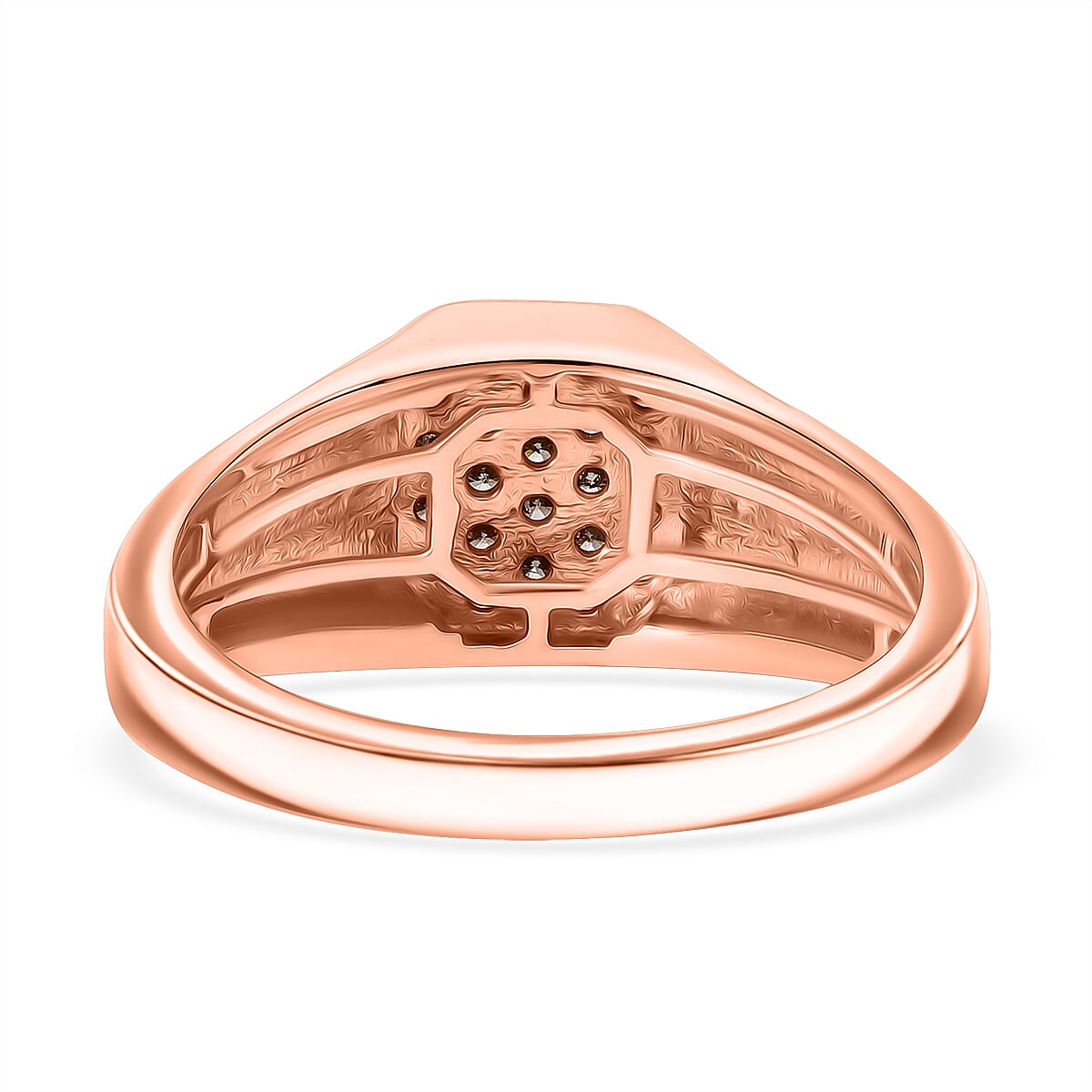 Natural Champagne Diamond Cluster Ring in Vermeil Rose Gold Plated Sterling Silver 8034389 3