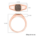 Natural Arglye Champagne Diamond SIGNET Ring in 18K Vermeil Rose Gold Plated Sterling Silver 0.33 Ct.