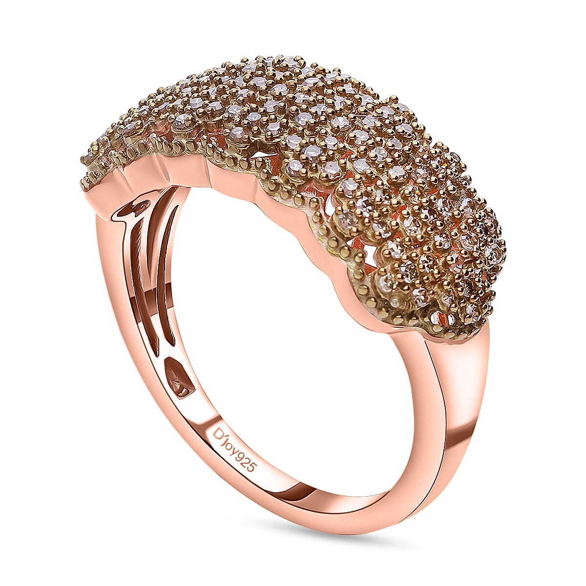 Champagne Diamond Ring in 18K Vermeil Rose Gold Plated Sterling Silver 0.40 Ct 7637358 0
