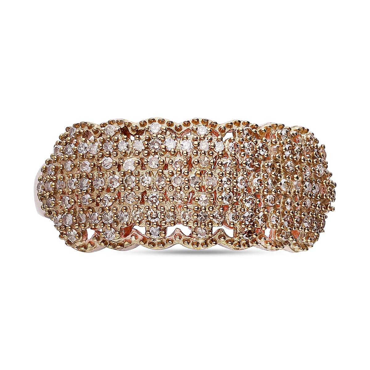 Champagne Diamond Ring in 18K Vermeil Rose Gold Plated Sterling Silver 0.40 Ct 7637358 2
