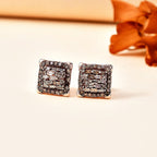 Champagne Diamond  Solitaire Stud Push Post Earring in 18K RG Vermeil Sterling Silver 0.49 ct  0.480  Ct.