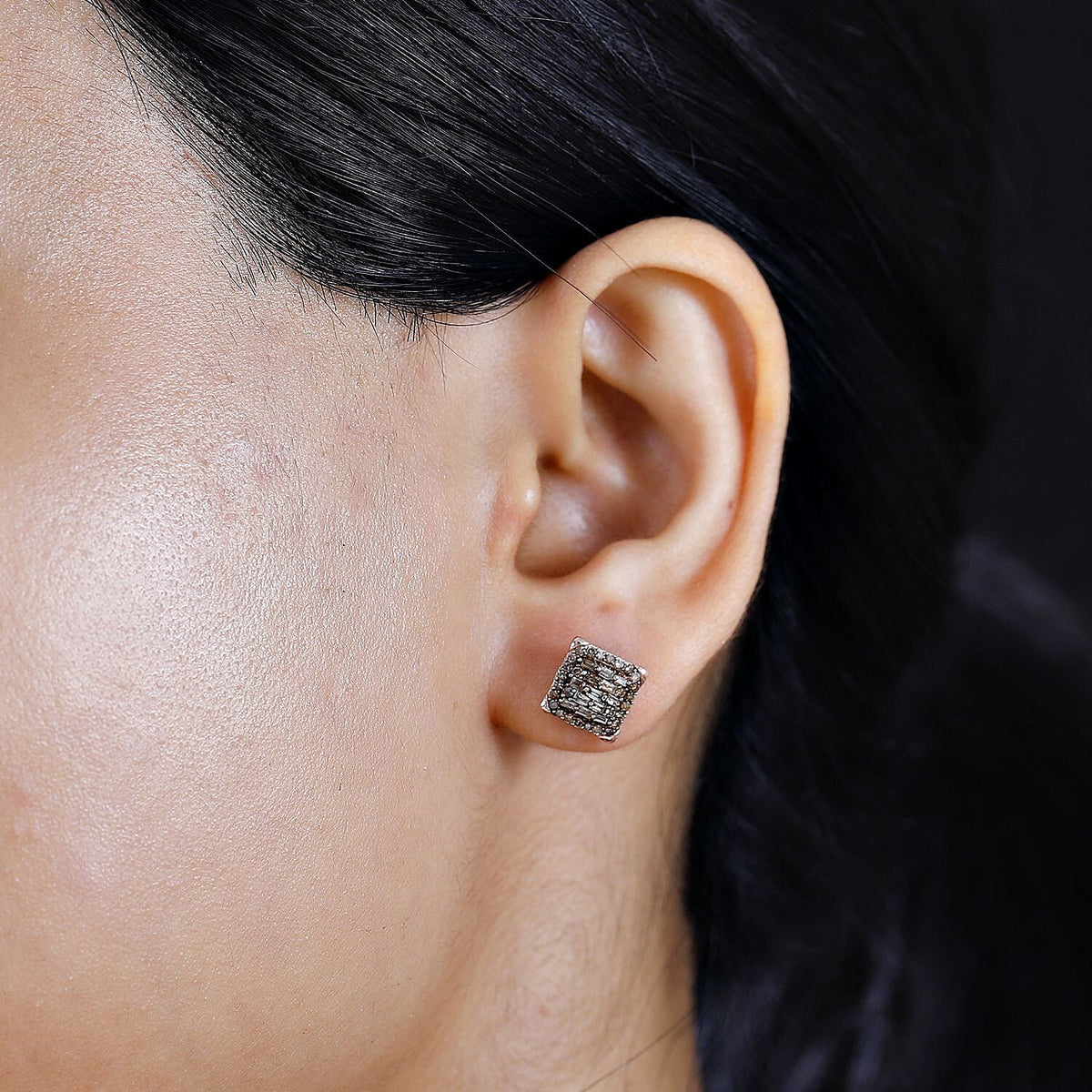 Champagne Diamond Cluster Earrings in 18K Rose Gold Vermeil Plated Sterling Silver 7823217 3