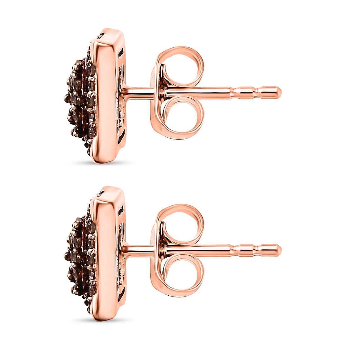 Champagne Diamond Cluster Earrings in 18K Rose Gold Vermeil Plated Sterling Silver 7823217 4