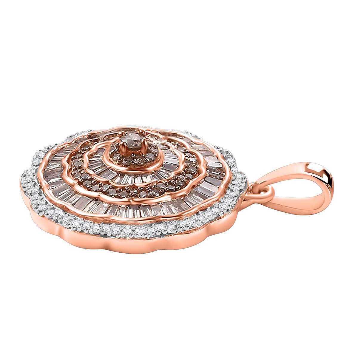 Champagne Diamond, White Diamond Cluster Pendant in 18K Vermeil Rose Gold Plated Sterling Silver 7895133 3