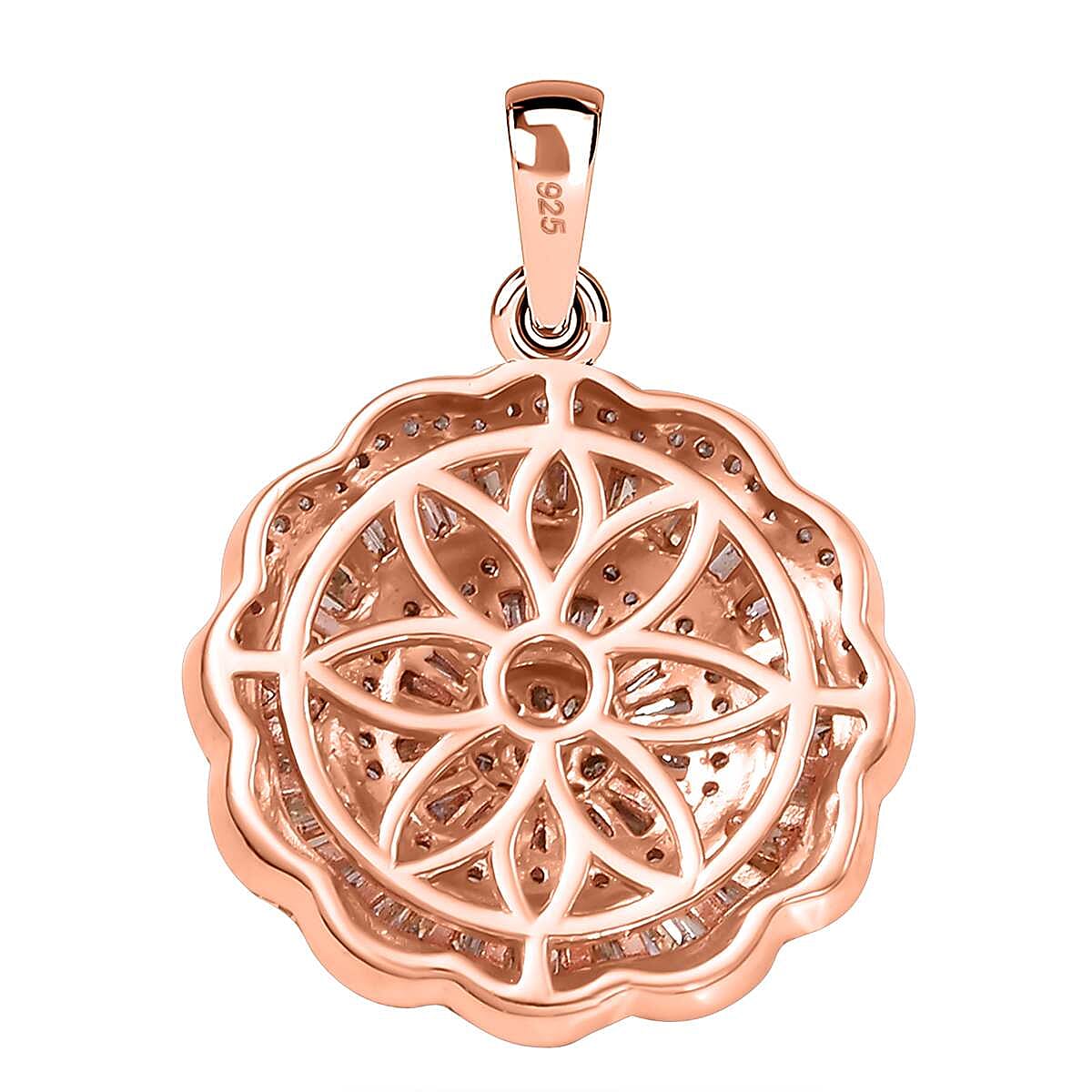 Champagne Diamond, White Diamond Cluster Pendant in 18K Vermeil Rose Gold Plated Sterling Silver 7895133 4