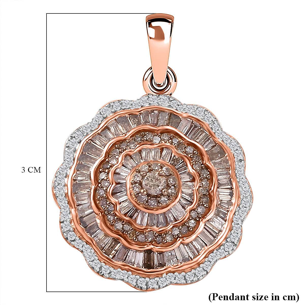 Champagne Diamond, White Diamond Cluster Pendant in 18K Vermeil Rose Gold Plated Sterling Silver 7895133 5