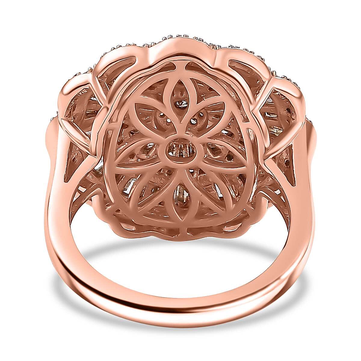 Champagne Diamond, White Diamond  Halo Ring in 18K Vermeil Rose Gold Plated Sterling Silver 7895114 5