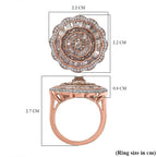 Champagne Diamond & White Diamond Ring in Vermeil RG Sterling Silver,  Silver Wt. 5.6 Gms 1.502  Ct.
