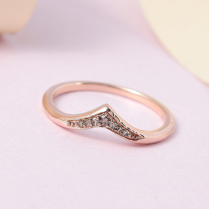D'Joy - Champagne Diamond Wishbone Ring in 18K Vermeil Rose Gold Plated Sterling Silver 7365616 2