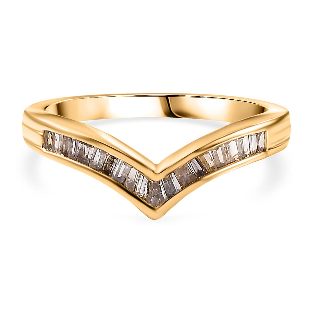 Biggest Close out - Natural Champagne Diamond Wishbone Ring in 18K Vermeil Yellow Gold Sterling Silver 0.25 Cts