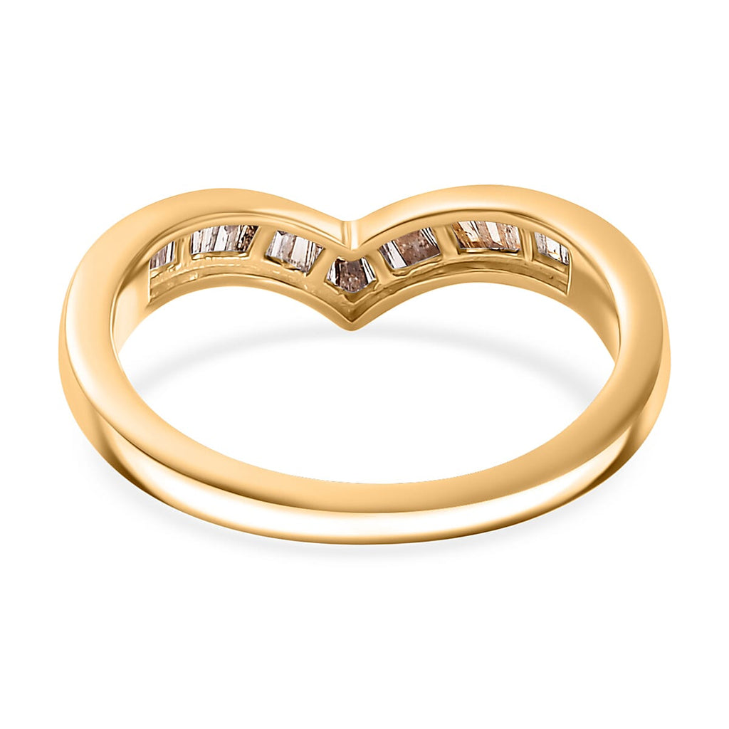 Biggest Close out - Natural Champagne Diamond Wishbone Ring in 18K Vermeil Yellow Gold Sterling Silver 0.25 Cts