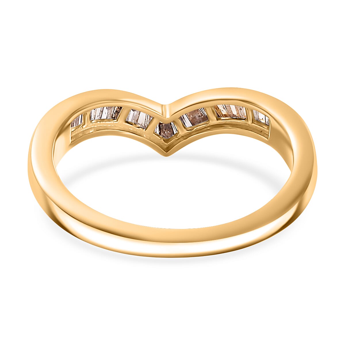 Champagne Diamond Wishbone Ring in 18K Yellow Gold Vermeil Plated Sterling Silver 0.24 Ct. V32628534 5