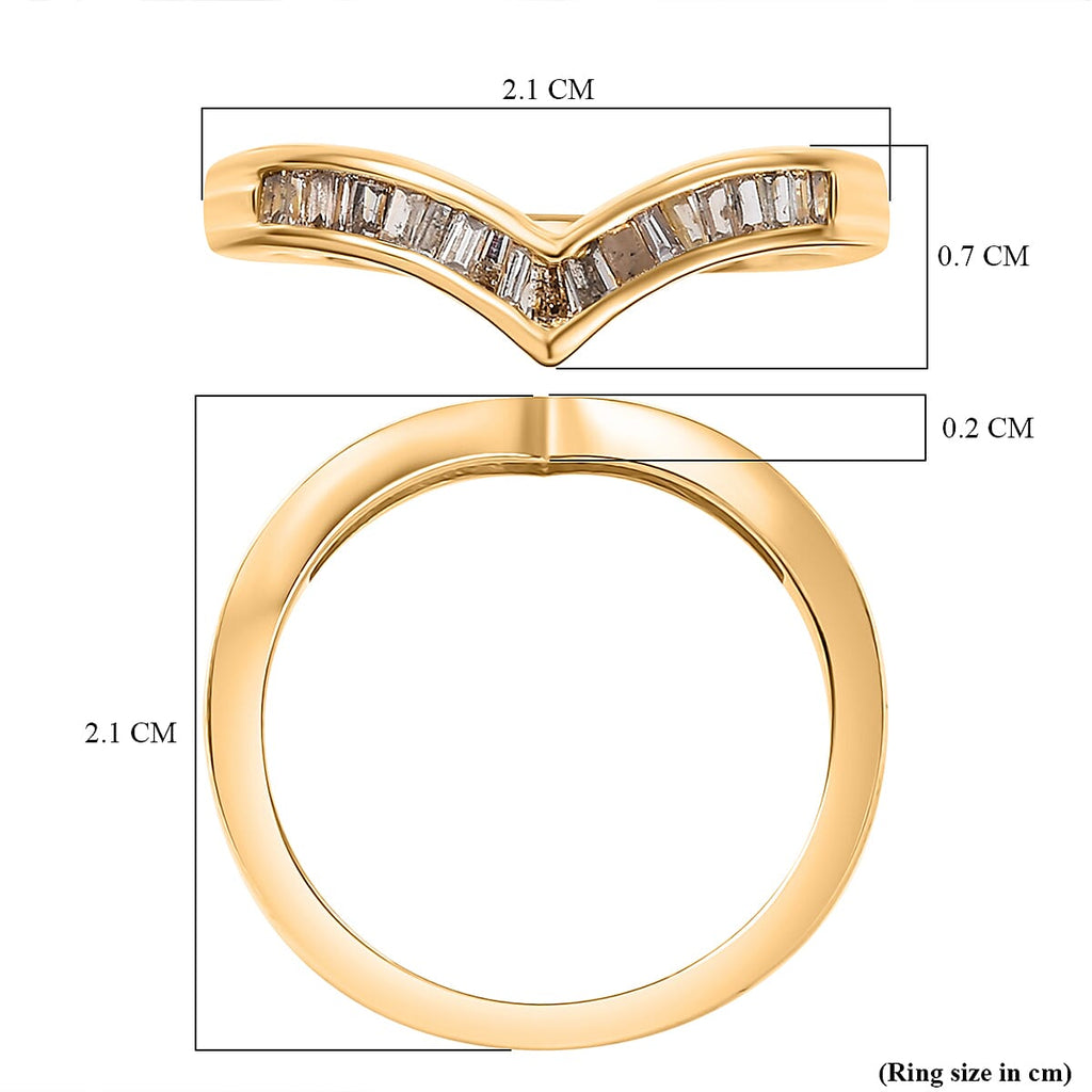 Biggest Close out - Natural Champagne Diamond Wishbone Ring in 18K Vermeil Yellow Gold Sterling Silver 0.25 Cts