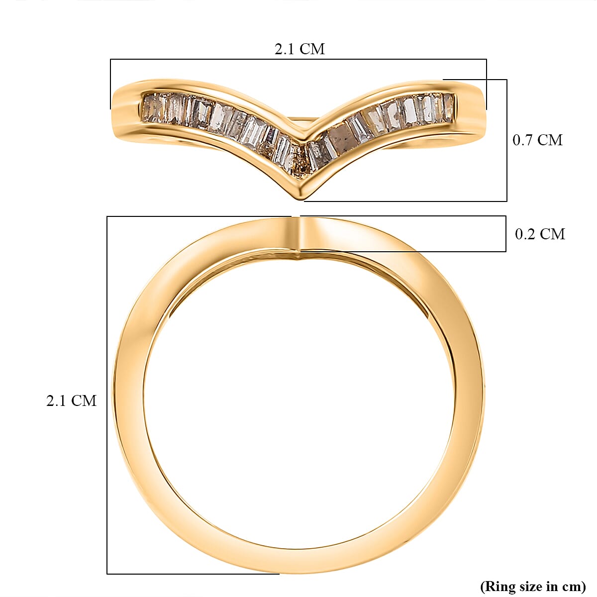Champagne Diamond Wishbone Ring in 18K Yellow Gold Vermeil Plated Sterling Silver 0.24 Ct. V32628534 6