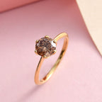 Champagne Moissanite Ring in 18K Vermeil Yellow Gold Plated Sterling Silver