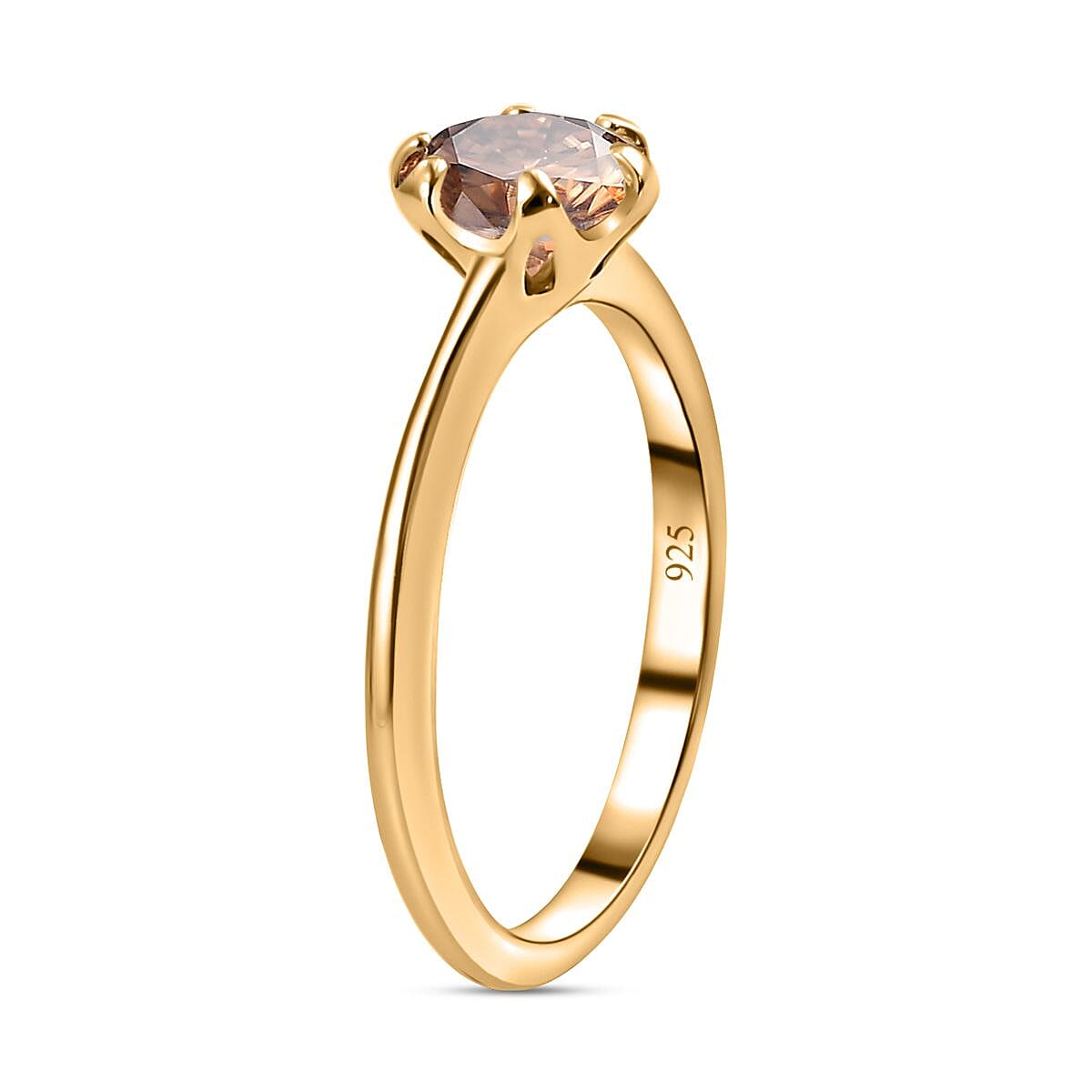 Champagne Moissanite Ring in 18K Vermeil Yellow Gold Plated Sterling Silver 7263220 3